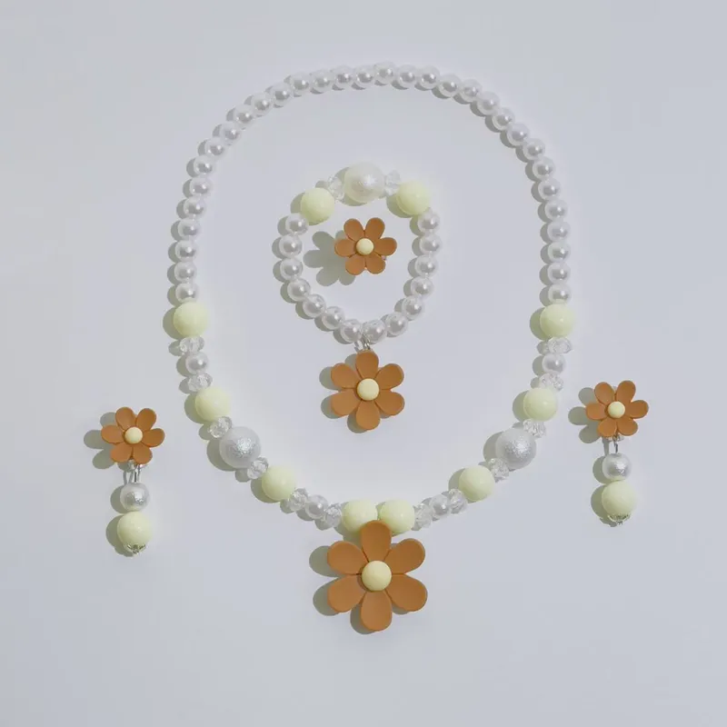 New Children's Flower Necklace Suit Girls