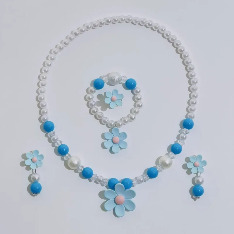 New Children's Flower Necklace Suit Girls