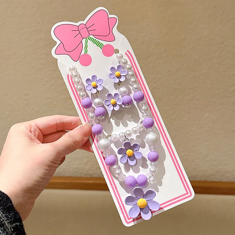 New Children's Flower Necklace Suit Girls