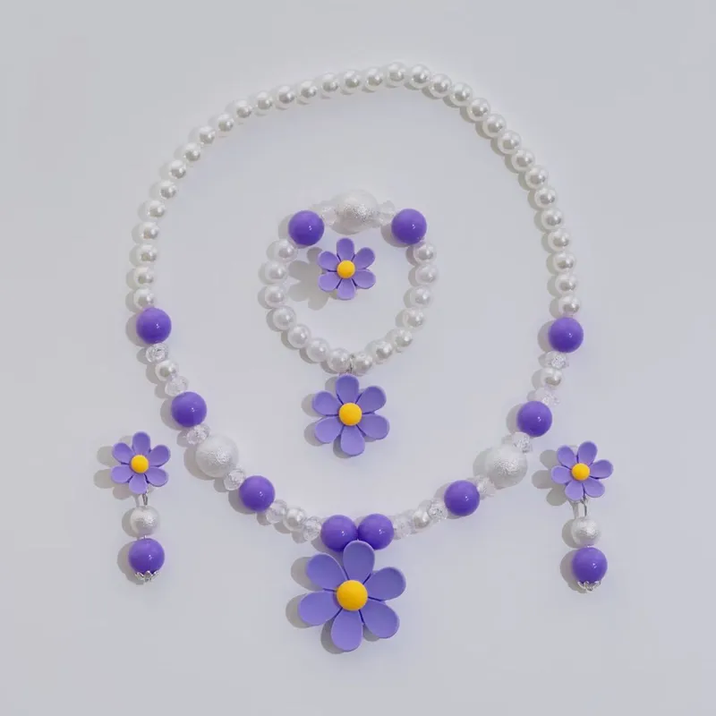 New Children's Flower Necklace Suit Girls