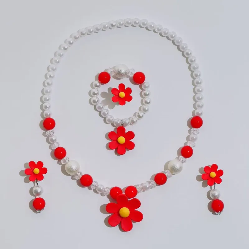 New Children's Flower Necklace Suit Girls