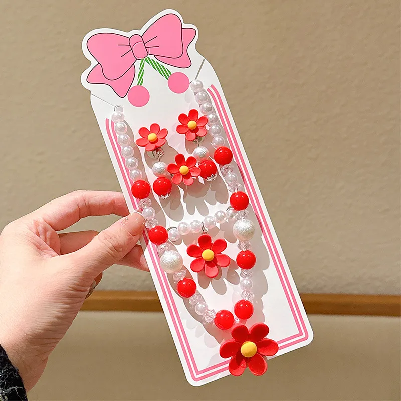 New Children's Flower Necklace Suit Girls