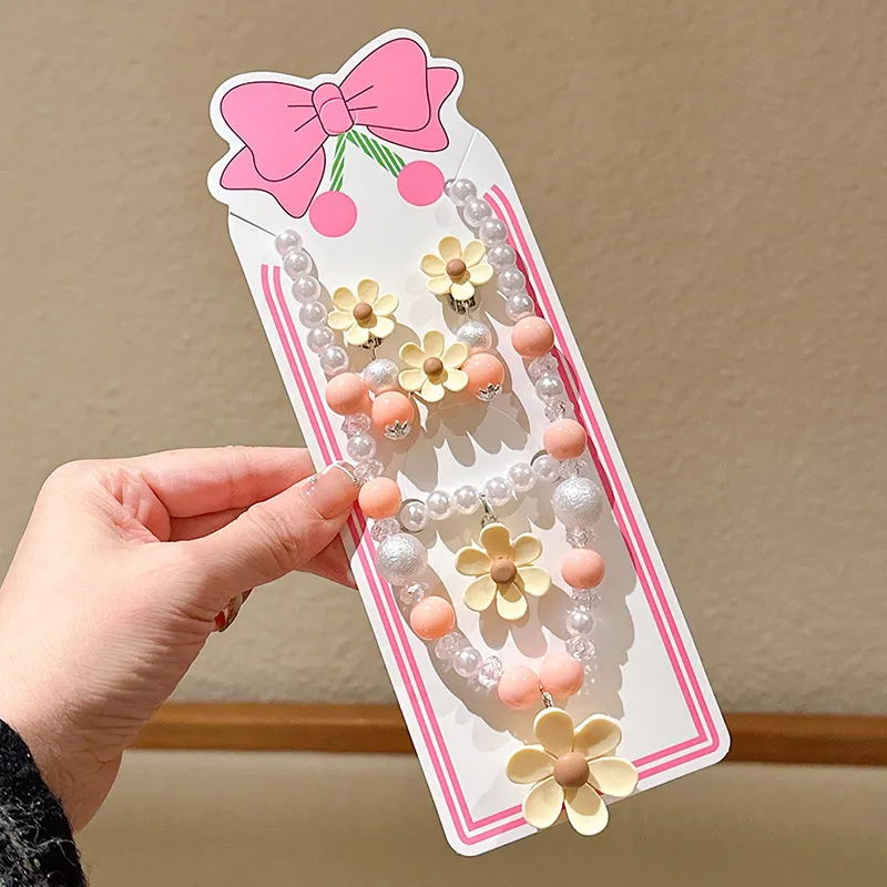 New Children's Flower Necklace Suit Girls