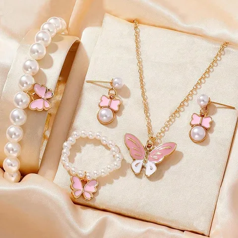 Princess Girl Butterfly Necklace Earring Set