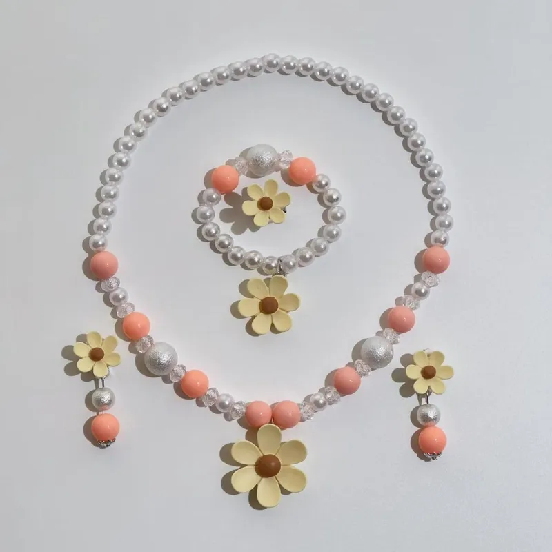 New Children's Flower Necklace Suit Girls