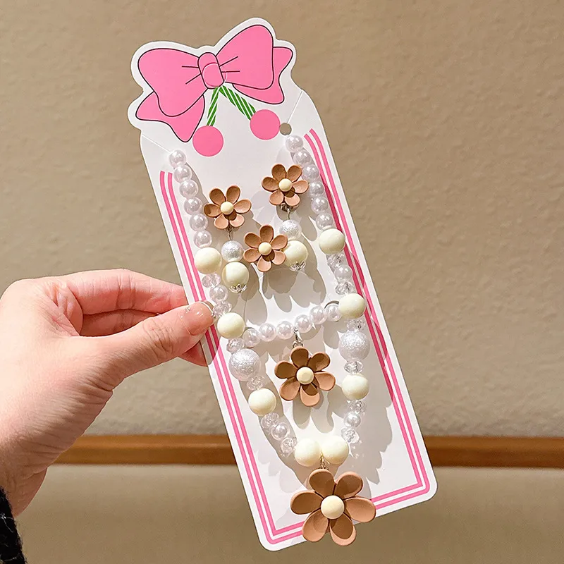 New Children's Flower Necklace Suit Girls