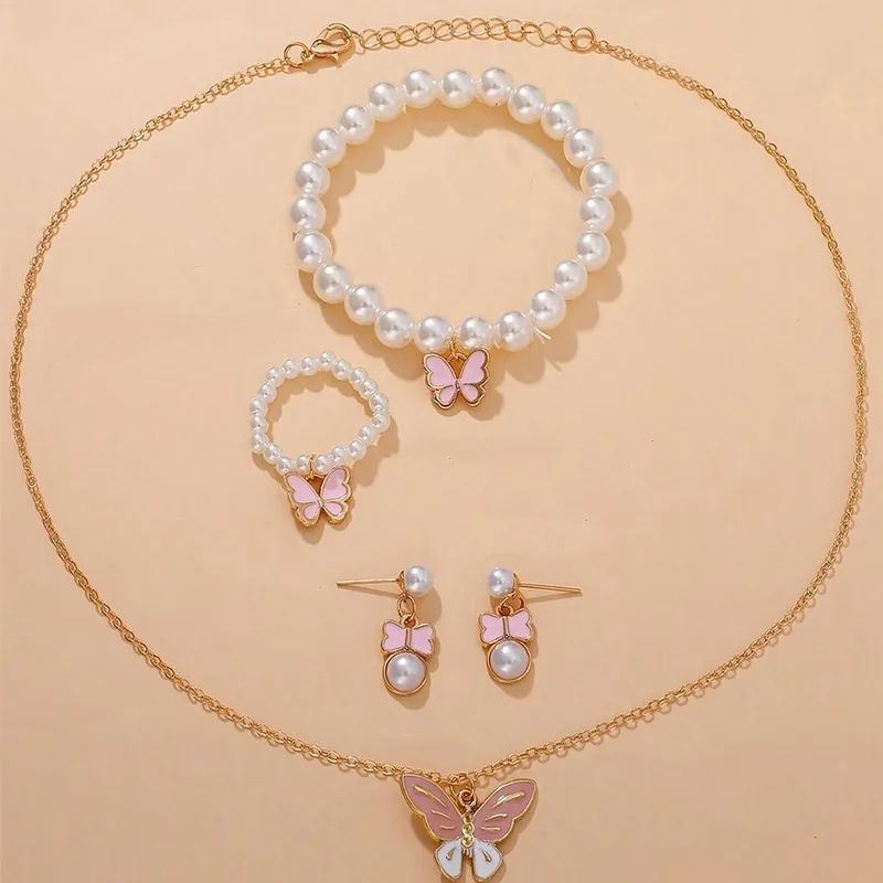 Princess Girl Butterfly Necklace Earring Set
