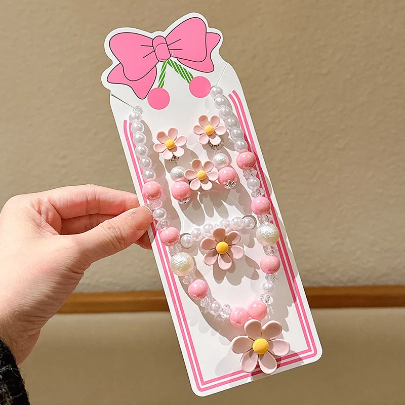 New Children's Flower Necklace Suit Girls