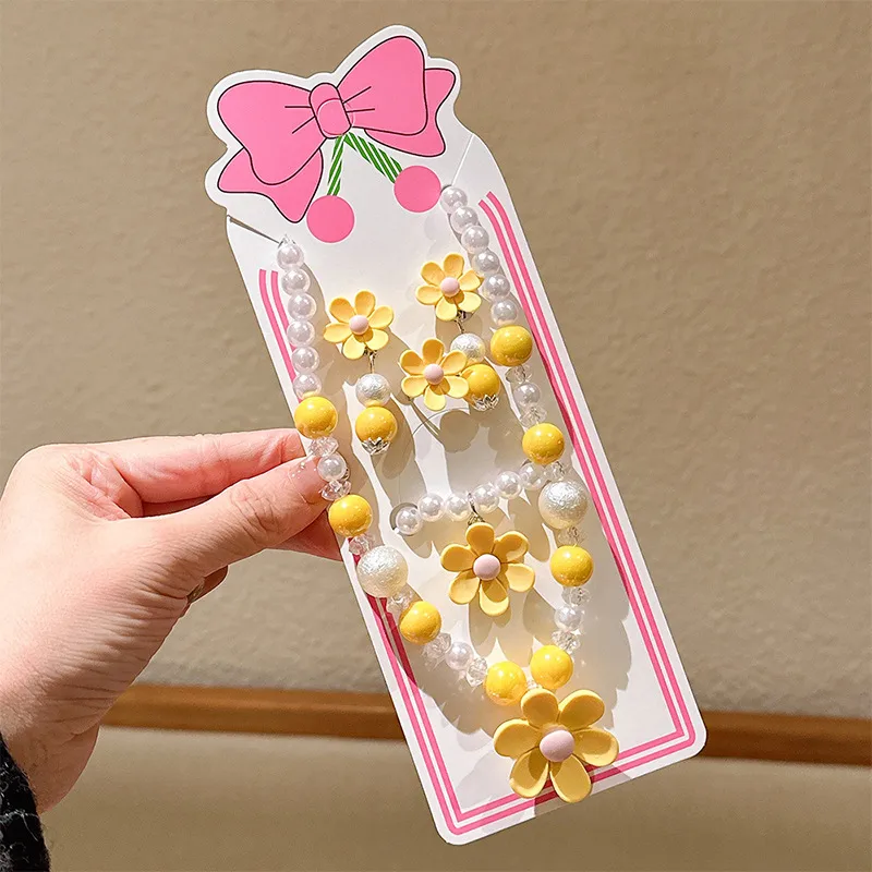 New Children's Flower Necklace Suit Girls