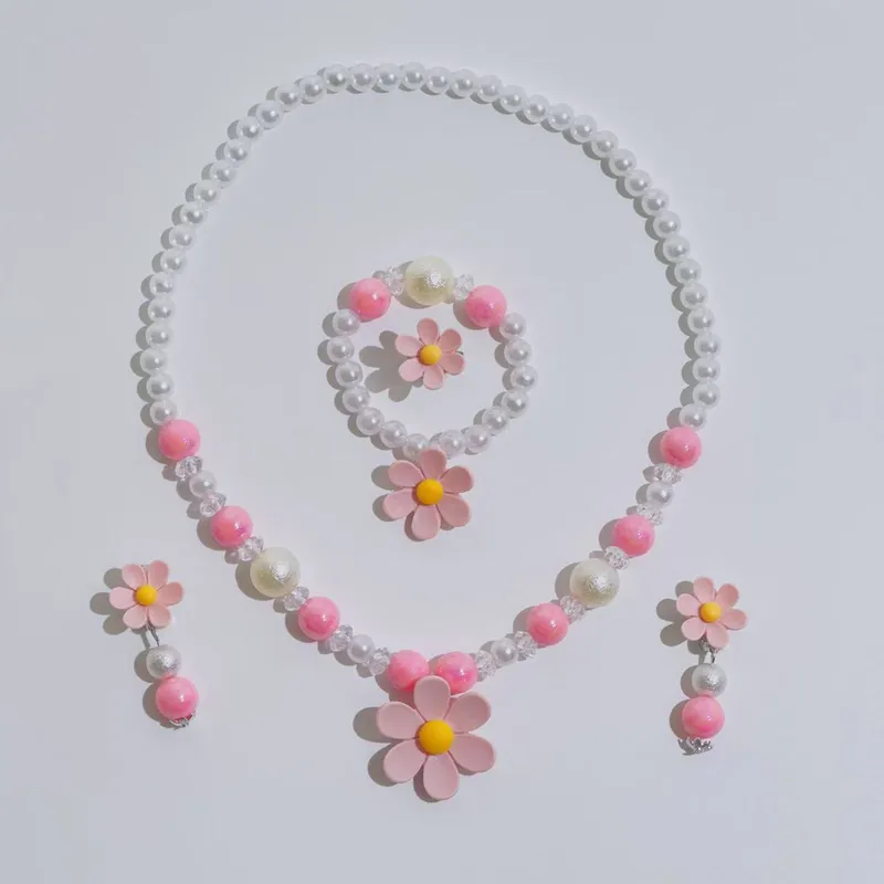 New Children's Flower Necklace Suit Girls