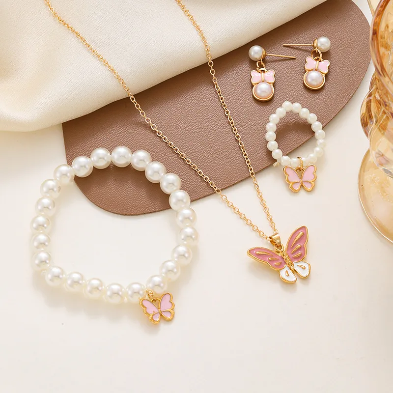 Princess Girl Butterfly Necklace Earring Set