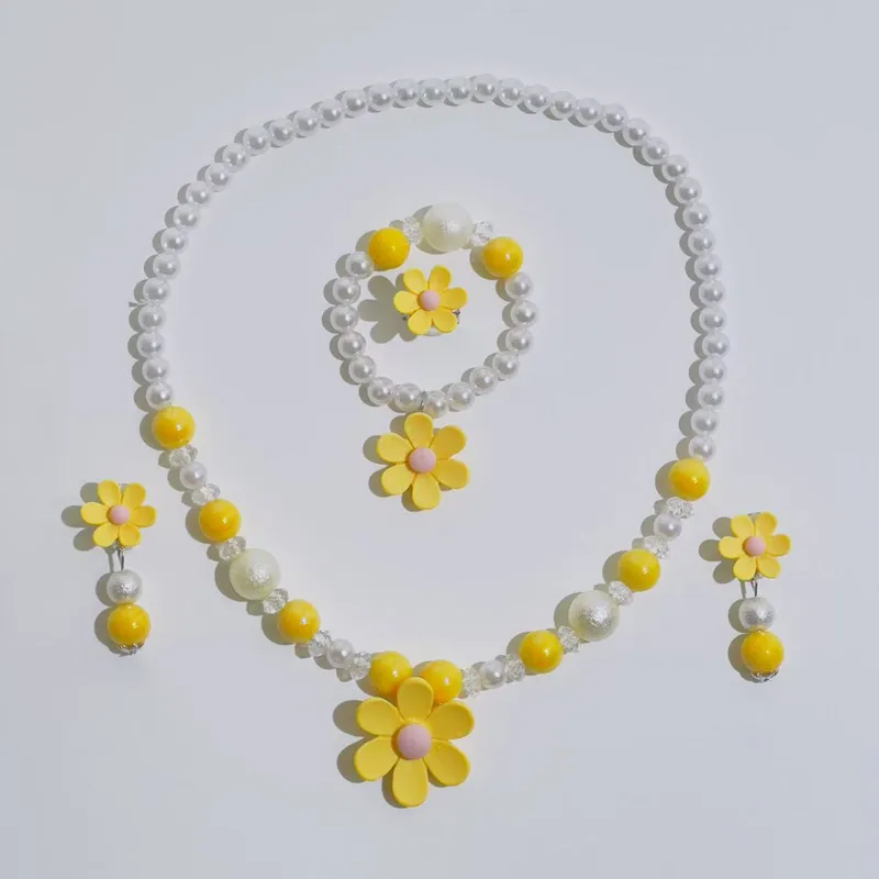New Children's Flower Necklace Suit Girls