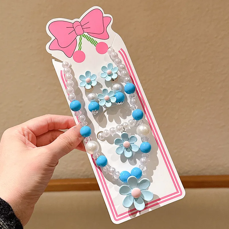 New Children's Flower Necklace Suit Girls